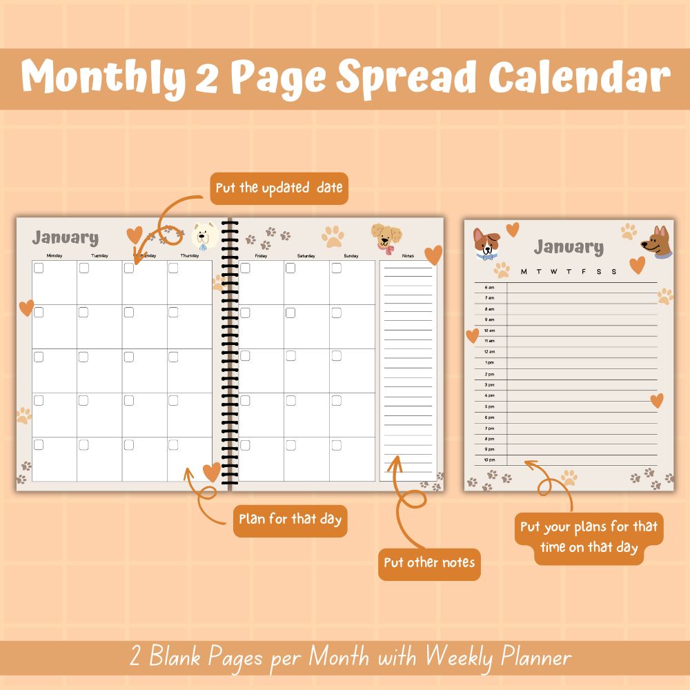🧡 Dog Care Planner | 85-Page Printable Pet Binder | Digital Download for Puppy Parents